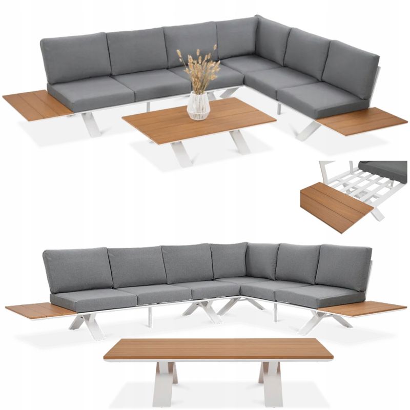 Zestaw Mebli Ogrodowych SORRENTO Duży Narożnik Stolik na Taras Ogród Mocny 1 szt