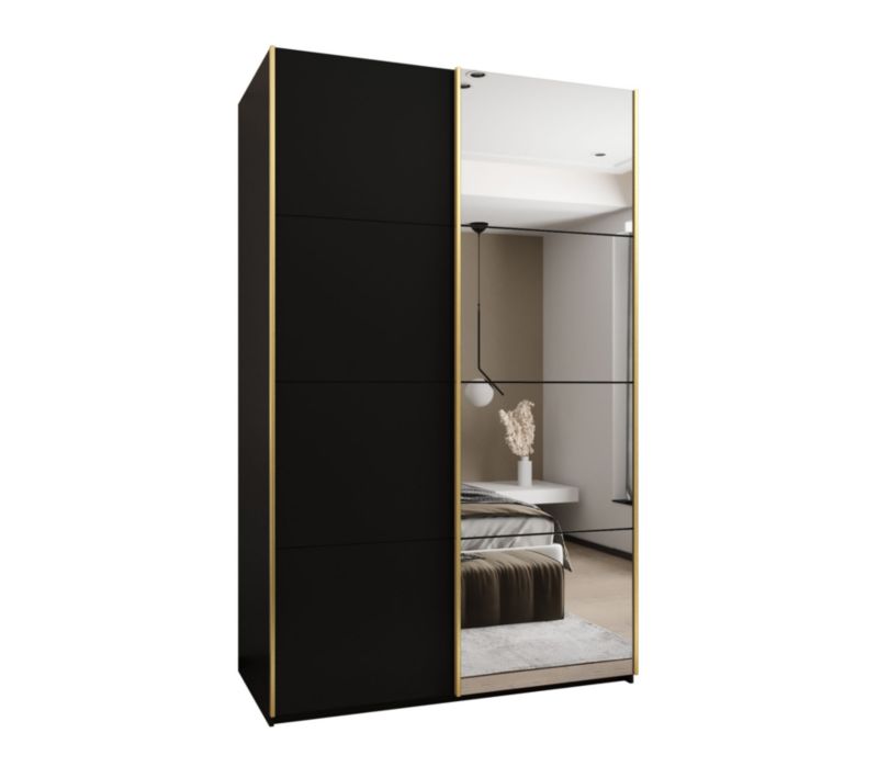 Szafa przesuwna Abiks LUX 3 wysoka szer.150cm czarny/czarny/złoty 1szt.