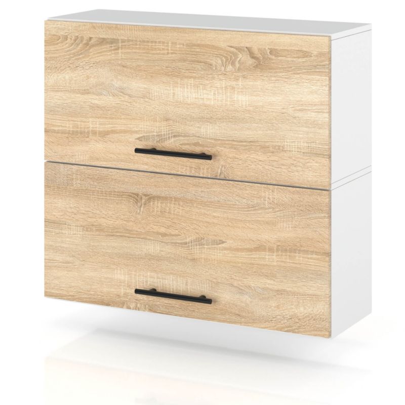 Szafka Kuchenna Hurtownia-Mebli Wisząca Klapowa W80K sPremium 80cm Biały Mat Dąb Sonoma 80x32x72 cm 1szt.