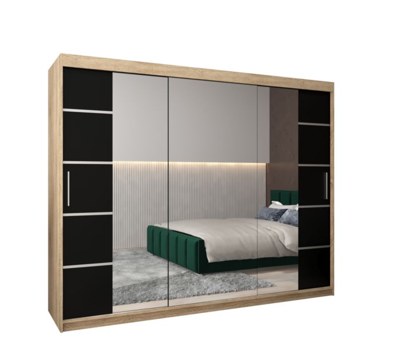 Szafa przesuwna Garderoba Abiks Verona 4 250 sonoma + czarny 1 szt.