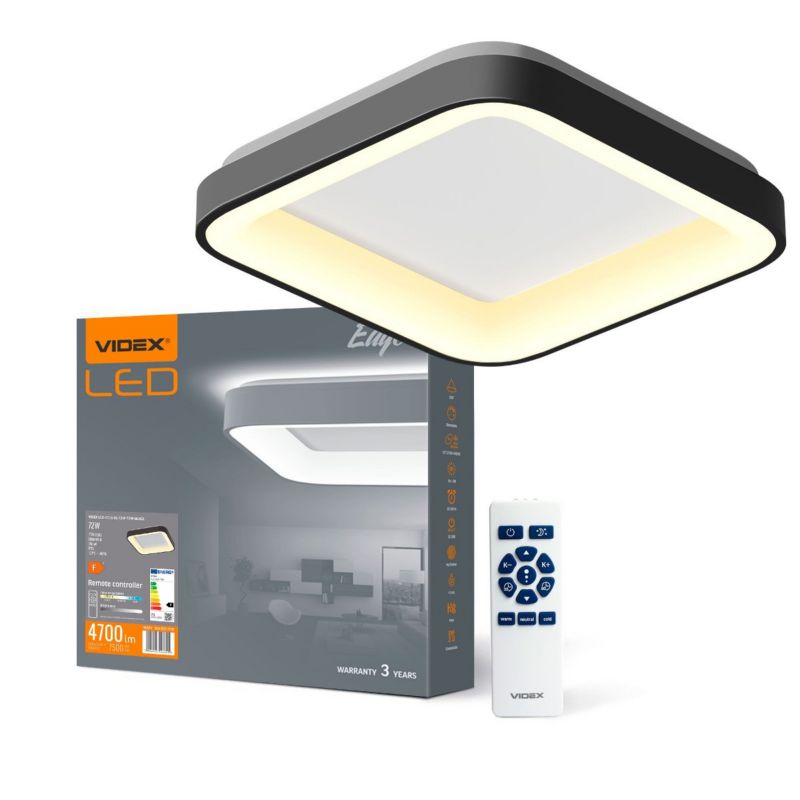 Plafon sufitowy lampa Videx czarno-biały LED 72W kwadratowy wym: 8 x 45 cm - 1 szt.