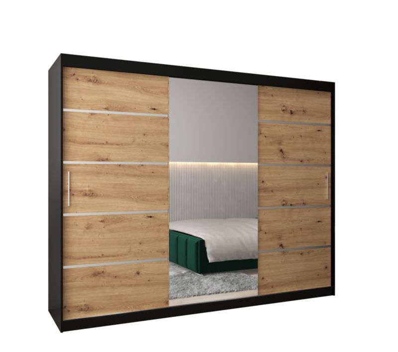 Szafa przesuwna Garderoba Abiks Verona 2 250 czarny + artisan 1 szt.