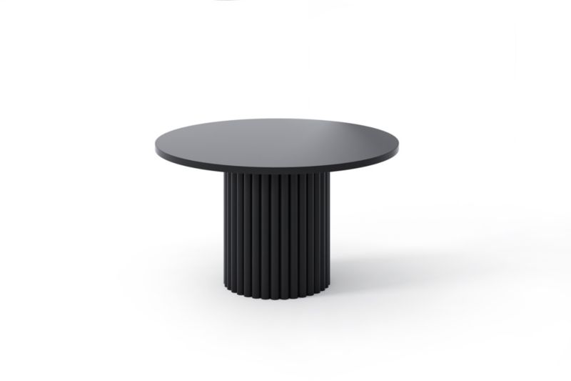 Stolik kawowy Bettso Virelo nowoczesny na czarnym stelażu z ryflowaną podstawą czarny 1szt.