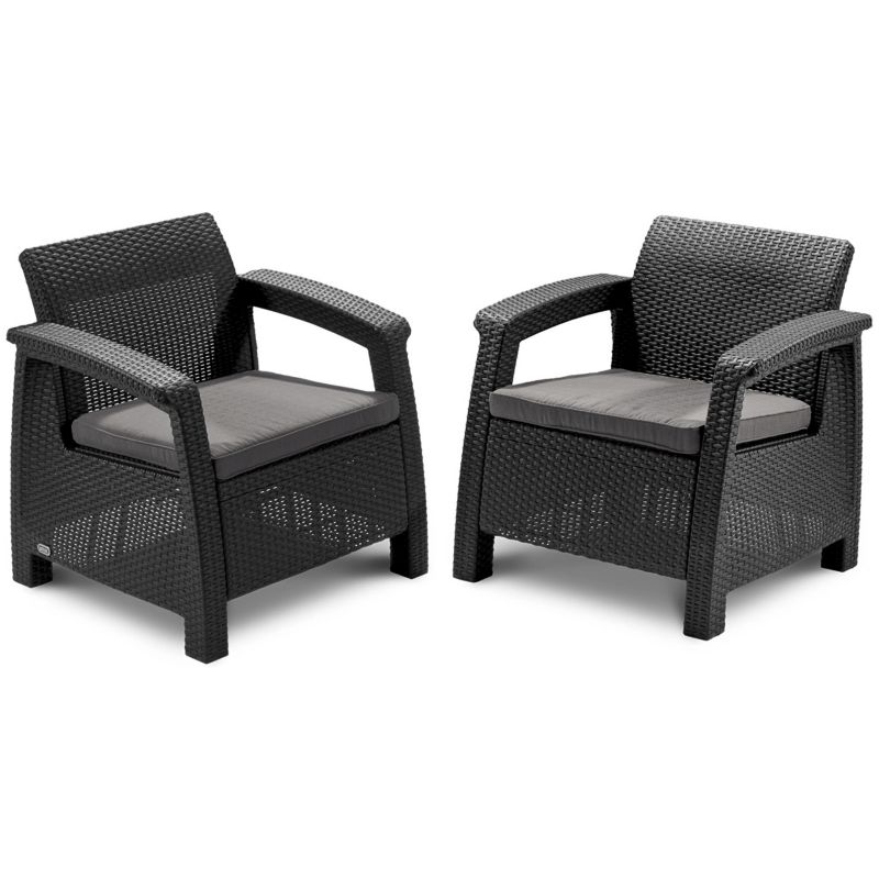 Zestaw Foteli Keter Mebli Ogrodowych na balkon CORFU Grafitowy 1 kpl