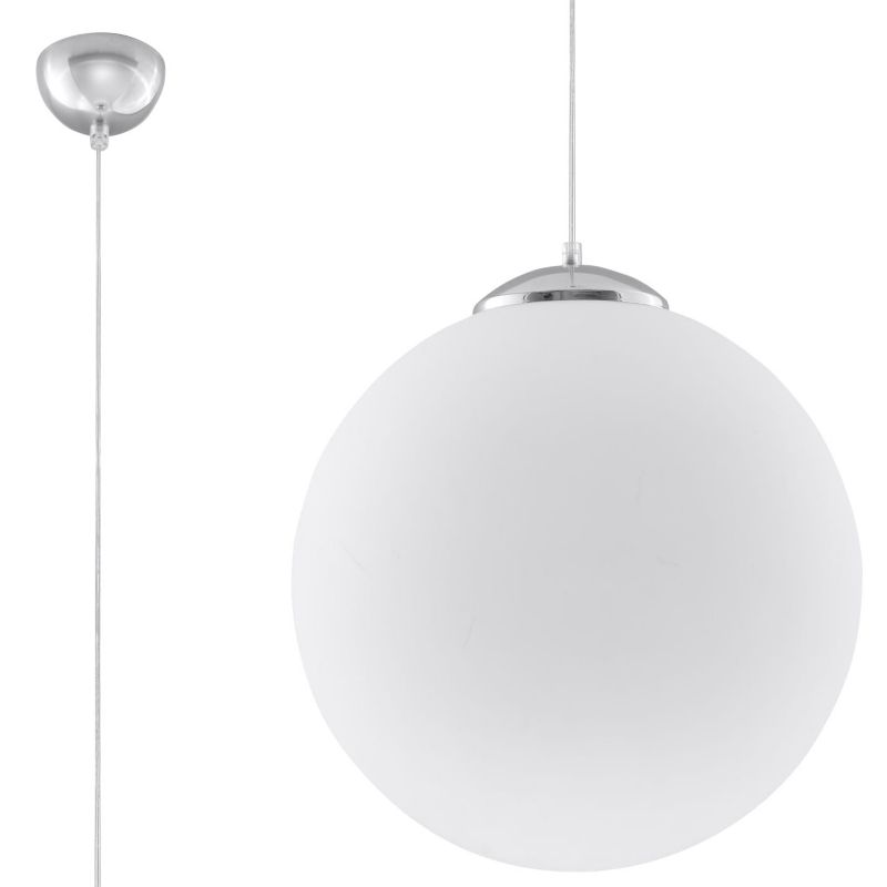 Lampa sufitowa wisząca Sollux Lighting Ugo 7638 chromowana-biała duża kula 1xE27 x 60W 1 szt.