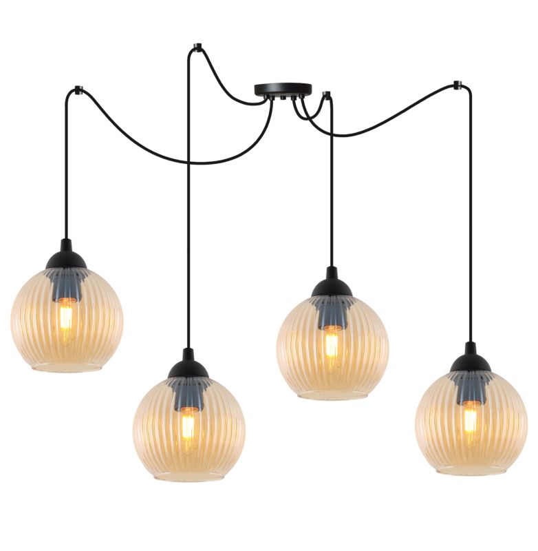 Lampa sufitowa wisząca Light Home LH Riffle Pająk Kula 4x E27 60W miodowy 1szt.