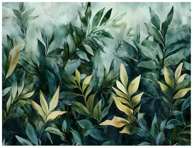 Fototapeta Na Flizelinie WALLARENA 300x210 cm Tapeta Do Sypialni Salonu Zielone Liście 1 szt.