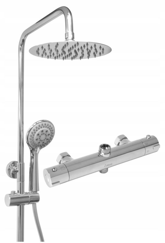 Zestaw bateria prysznicowa ścienna Estiva BERD termostatyczna deszczownica 1 kpl