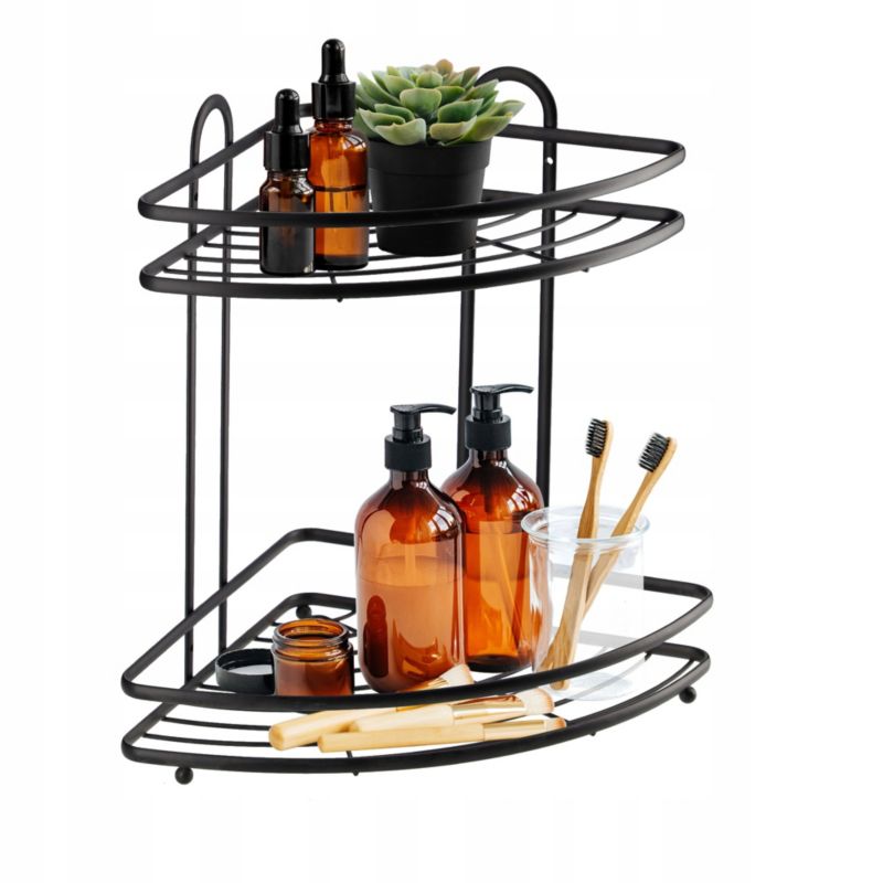 Półka KADAX Narożna Ścienna Łazienkowa 2 Poziomy Czarna 1 szt.