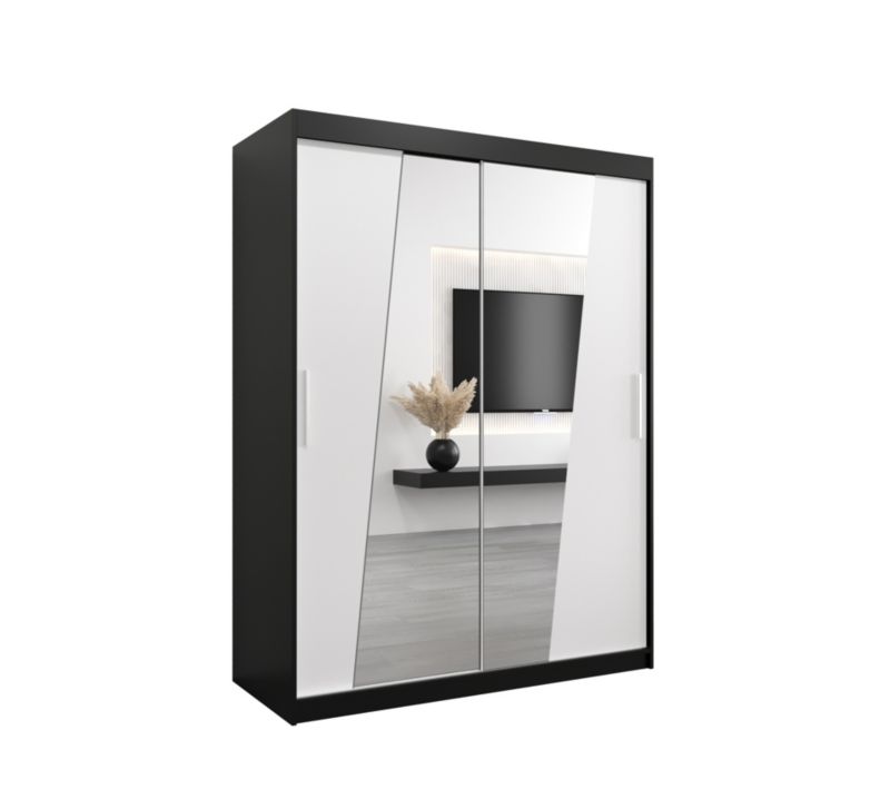 Szafa przesuwna Garderoba Abiks RHOMB 150 czarny mat + biały mat 1 szt.