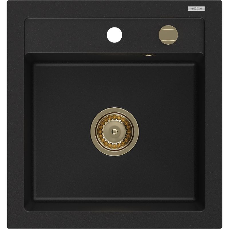 Zlewozmywak granitowy wpuszczany Mexen Vito 1-komorowy czarny 520x490 mm - 6503521000-77 1 szt.