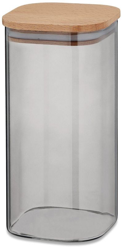 Pojemnik zamknięty Kela Nea 1,5L szare szkło z drewnianą pokrywą 1 szt.