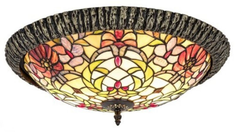 Plafon sufitowy Rabalux Mirella brązowo-wielokolorowy Tiffany 2 x E27 x 60W IP20 wym: 16 x 44 x 44 cm - 1 szt.