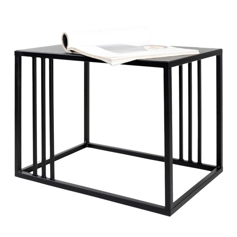 Stolik kawowy pomocniczy 35x49x36 cm Loft e-floor do salonu pokoju czarny 1 szt