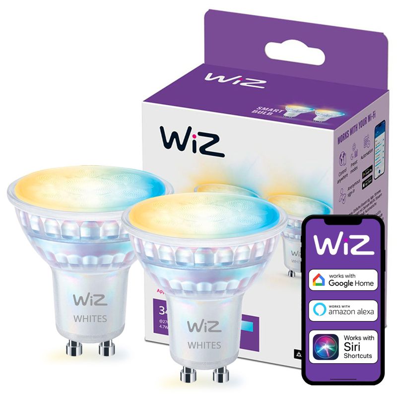 Żarówka LED WiZ GU10 Reflektor PAR16 4.7W 345lm 2700-6500K TW Inteligentna Smart WiFi Bluetooth Aplikacja 2 szt.