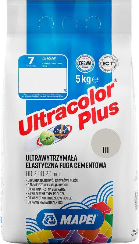 Fuga elastyczna Mapei Ultracolor Plus 111 srebrna 5 kg