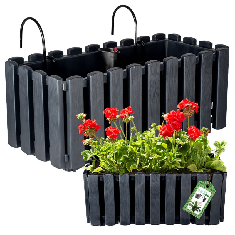 Doniczka Deco4Home płotek skrzynka balkonowa antracyt 38cm 1 szt.