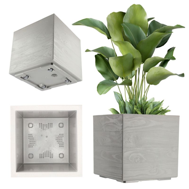 Doniczka KADAX Donica Ogrodowa 40cm Kwietnik Na Kółkach Taras Kwadratowa szara 1szt.