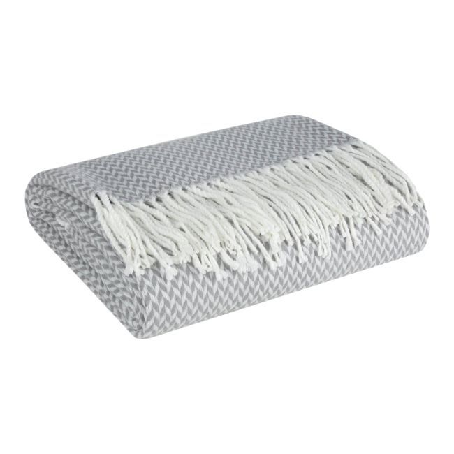 Koc Eurofirany Akryl 130 x 170 cm stalowy / biały