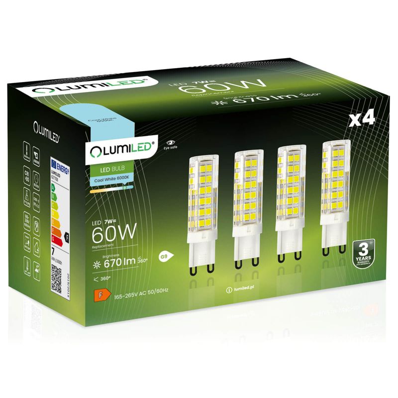 Żarówka LED LUMILED G9 7W 670lm 6500K 360st 4 szt.