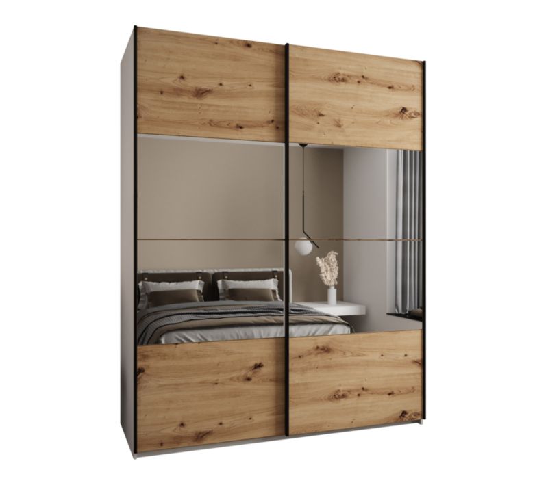 Szafa przesuwna Abiks LUX 4 wysoka szer.200cm biały/artisan/czarny 1szt.