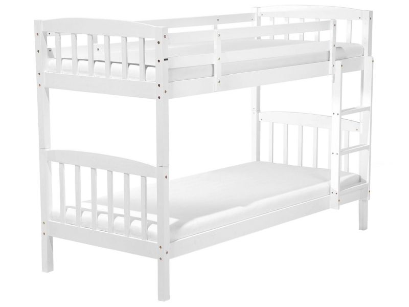 Łóżko piętrowe drewniane 90 x 200 cm białe Revin 1 szt.