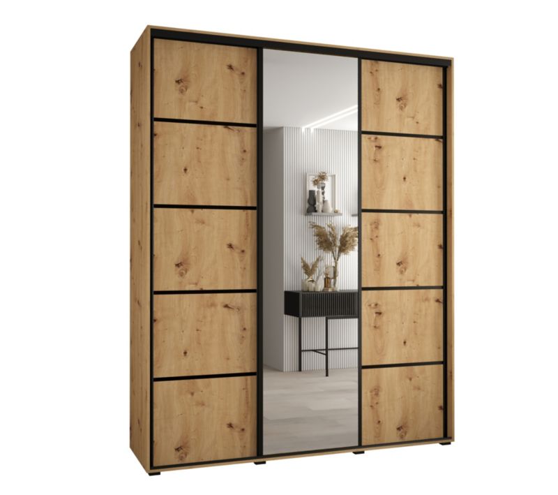 Szafa przesuwna Abiks DAVOS 5 wysoka szer.200cm gł.60cm artisan/artisan/czarny 1szt.