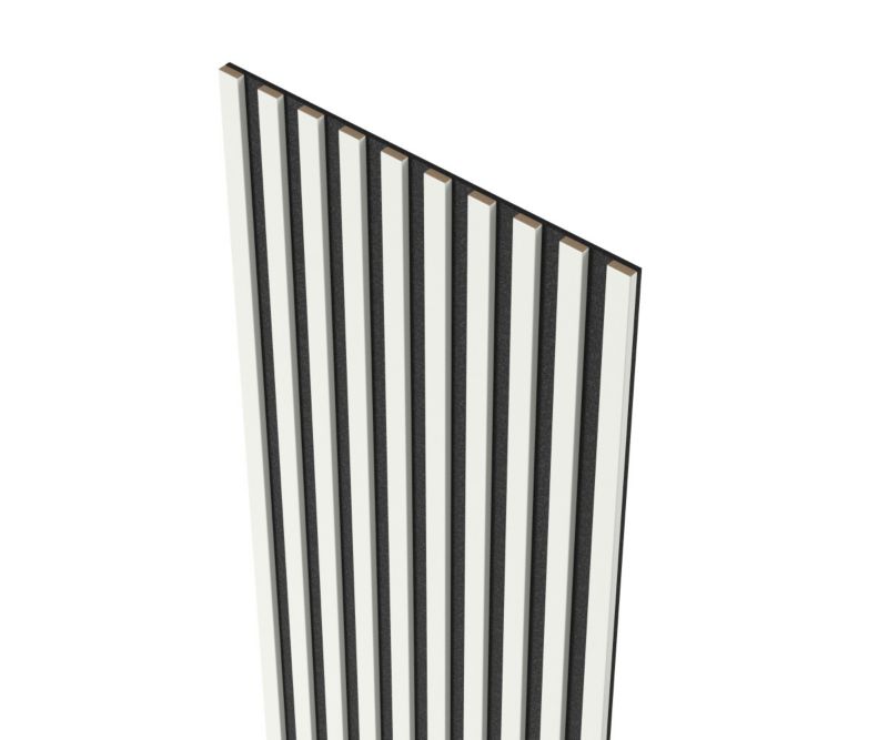 Lamele na czarnym filcu 26,5 x 275 cm Mebano PRO biały półmat 8 szt.