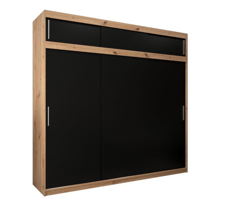 Szafa przesuwna Garderoba Abiks Tokyo 250 artisan + czarny z nadstawką 1 szt.