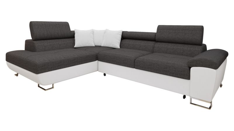 Narożnik z funkcją spania MIRJAN 24 Cotere lewy biała ekoskóra/grafitowy/biała ekoskóra 1 szt.