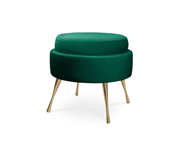 Pufa Bettso Muszelka na metalowych złotych nogach butelkowa zieleń 1szt.