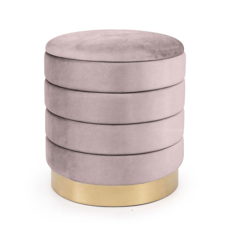 Pufa otwierana ze schowkiem welurowa AKORD 40 cm LUNA Przygaszony Róż 1 szt.