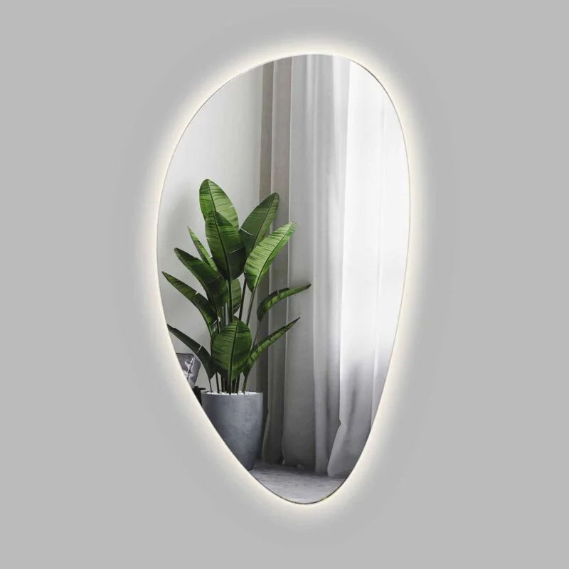 Lustro Vetro Verde 52x94 Nieregularne Srebrne LED Obelisk 1 szt