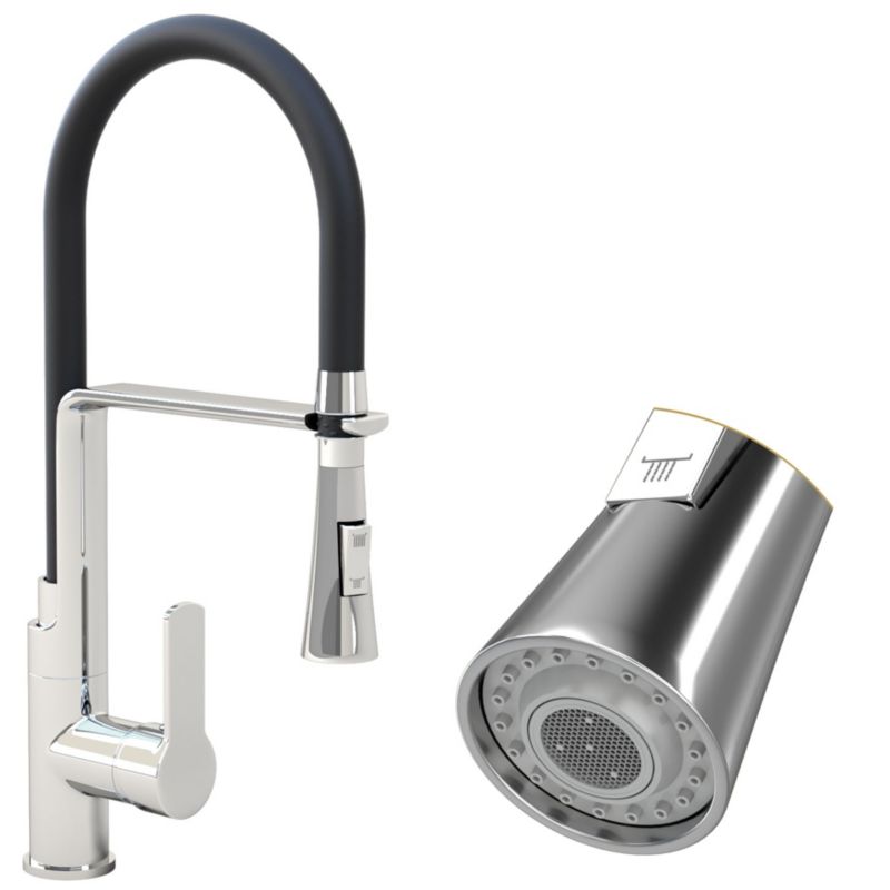 Bateria Kuchenna Granitan Vegas z Wyciąganą Wylewką Dwufunkcyjny Srebrny 1szt.