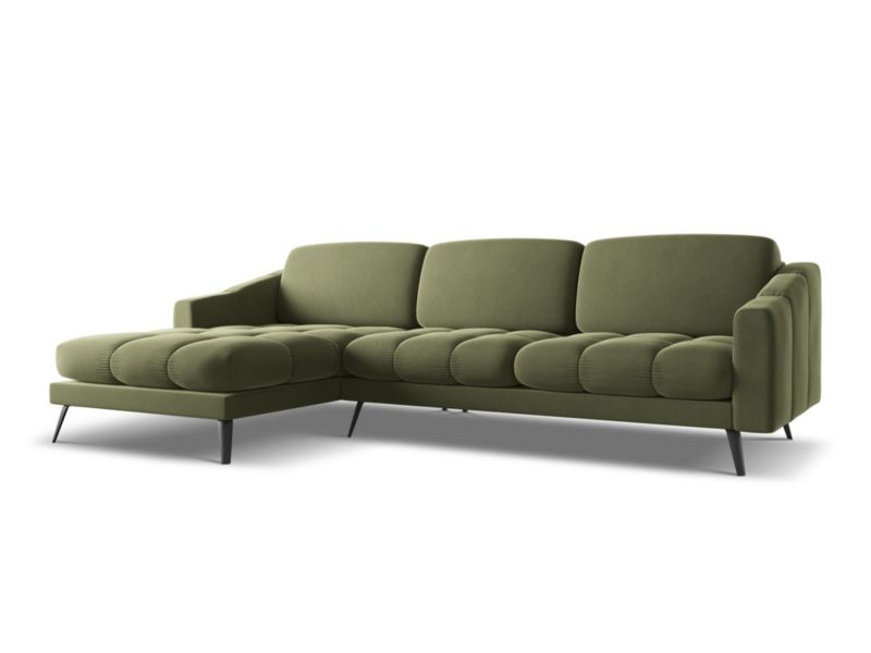 Narożnik lewostronny LaMiaSofa ROMA z tkaniny welwetowej 264x160 cm oliwkowy 1 szt.