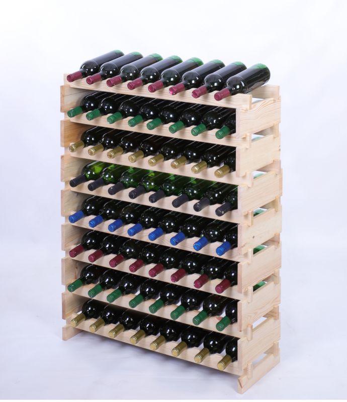 Stojak na wino MODO24 regał modułowy na butelki 8 leżni x 8 butelek montaż bez narzędzi naturalne drewno 1 szt.