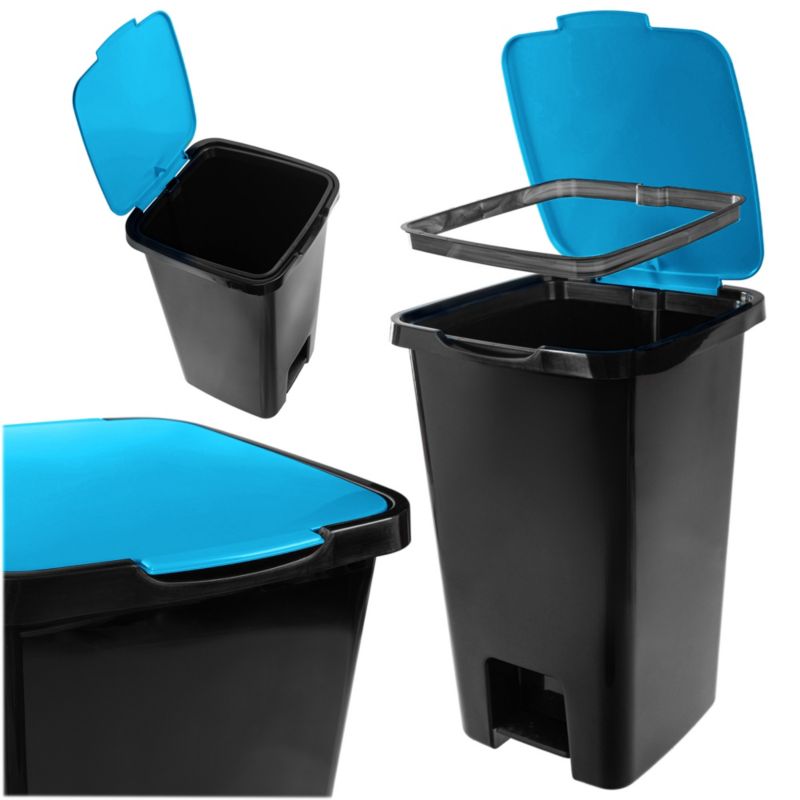 Kosz na śmieci KADAX z pedałem czarno-niebieski 45L, 1 szt.
