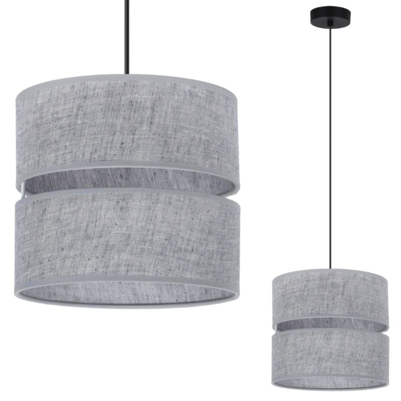 Lampa sufitowa wisząca Light Home LH Len Duo 1x E27 60W klosz 20cm czarny/szary 1szt.