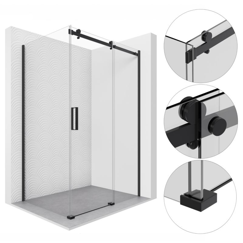 Kabina prysznicowa 100x90 prostokątna przesuwna LOTUS SEVANTE czarna 1 szt.