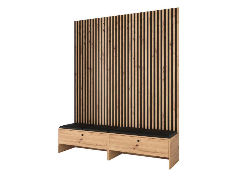 Garderoba MIRJAN 24 Balma V dąb artisan/czarny/czarna ekoskóra 1 kpl.