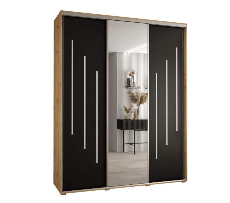 Szafa przesuwna Abiks DAVOS 9 wysoka szer.200cm gł.60cm artisan/czarny/srebrny 1szt.