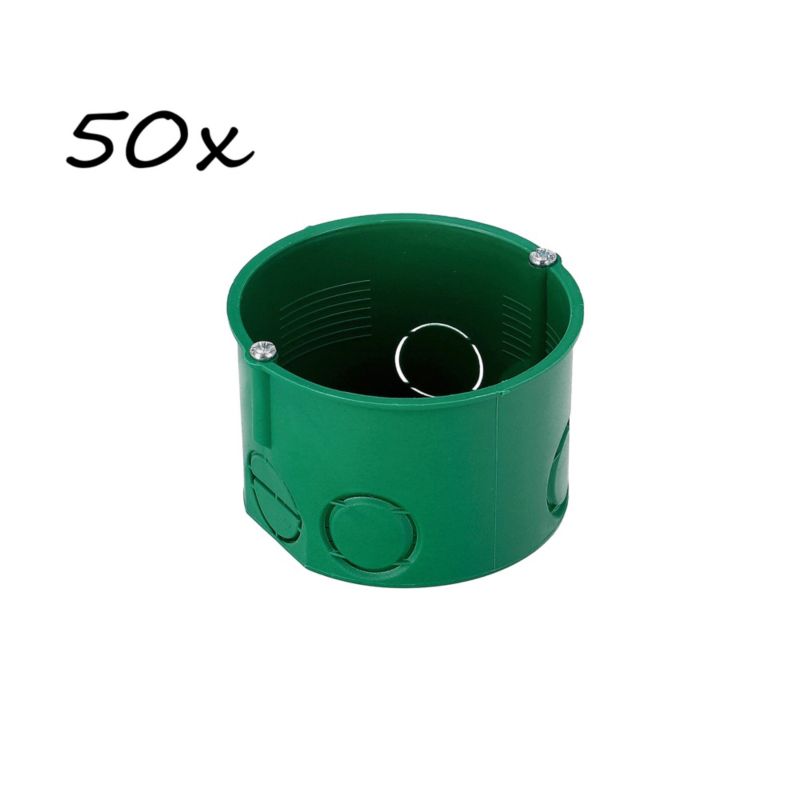 Puszka podtynkowa EDO końcowa fi 60 płytka z wkrętami zielona 50szt.