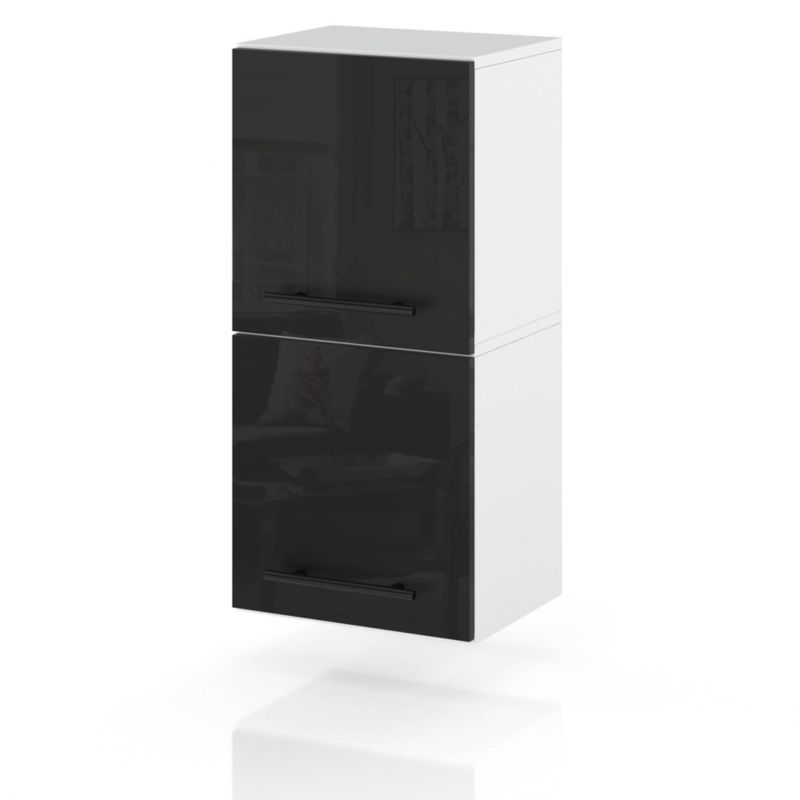 Szafka Kuchenna Hurtownia-Mebli Wisząca Klapowa W30K sPremium 30cm Biały Mat Czarny Połysk 30x32x72 cm 1szt.