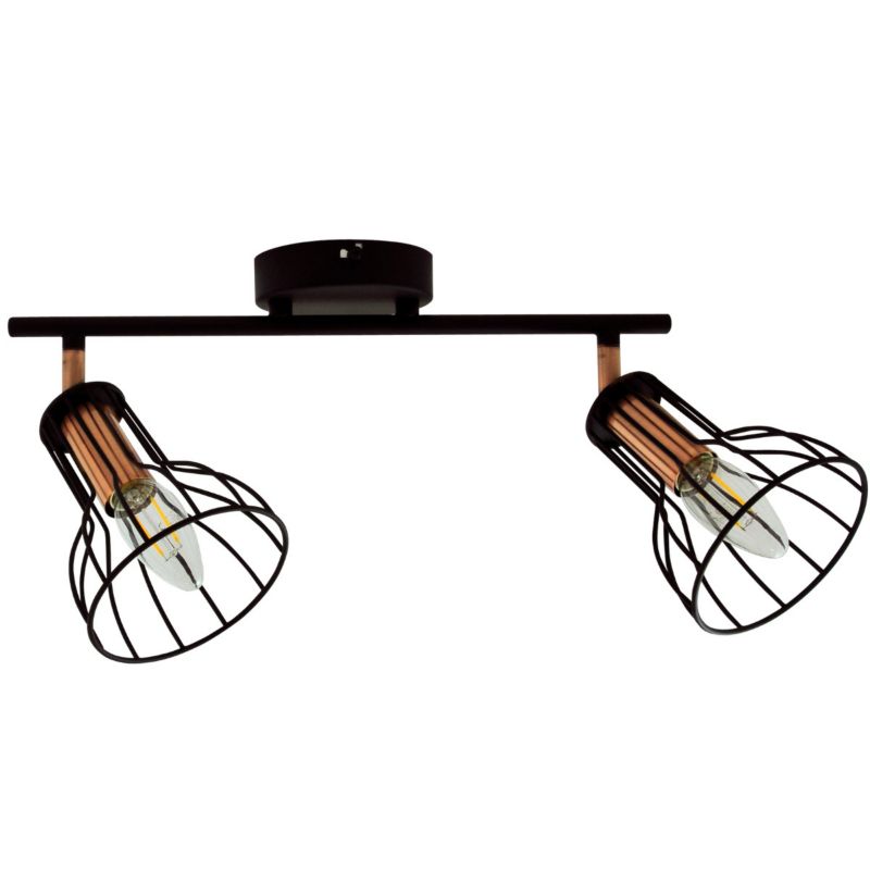 Lampa sufitowa Polux Sofia czarna-miedź 2 x E14 x 8W wym: 17,5 x 49,5 x 11,2 cm - 1 szt.