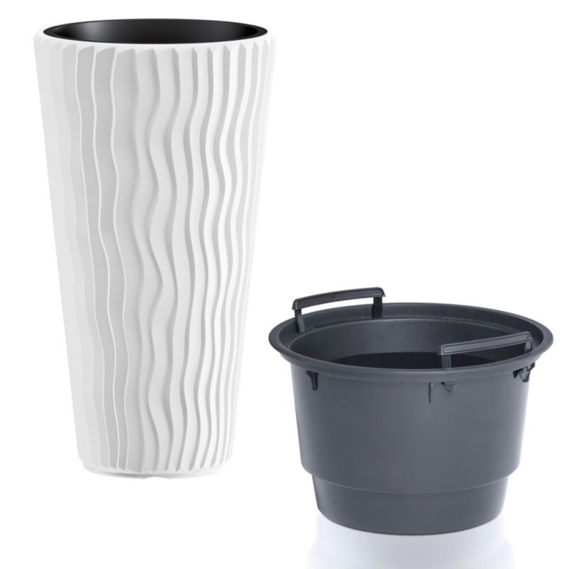 Doniczka EDANTI Ogrodowa 34,9 cm Okrągła Wysoka Na Taras Do Domu Biała 1 szt.