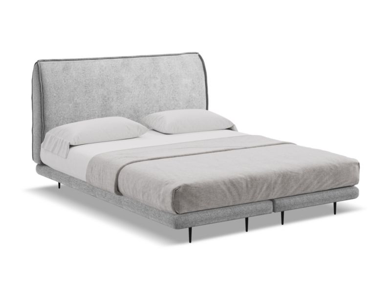 Łóżko LaMiaSofa Halia z tkaniny szenilowej 160x200 jasny szary 1 szt.