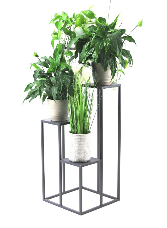 Kwietnik stojący JAKPOL stojak na 4 kwiaty Loft 112cm metalowy wysoki szary 1 szt.