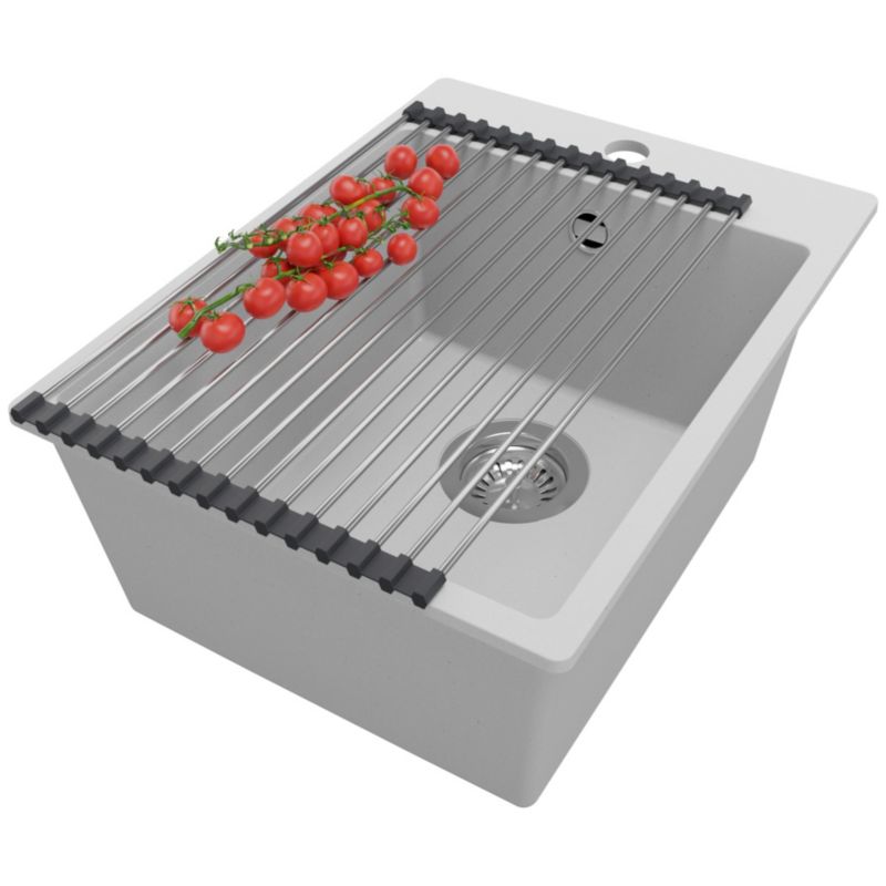 Zlewozmywak Ryga PRIMAGRAN Nablatowy 38x50cm do szafki od 40cm z Syfonem i Dodatkiem Szary 1 szt.