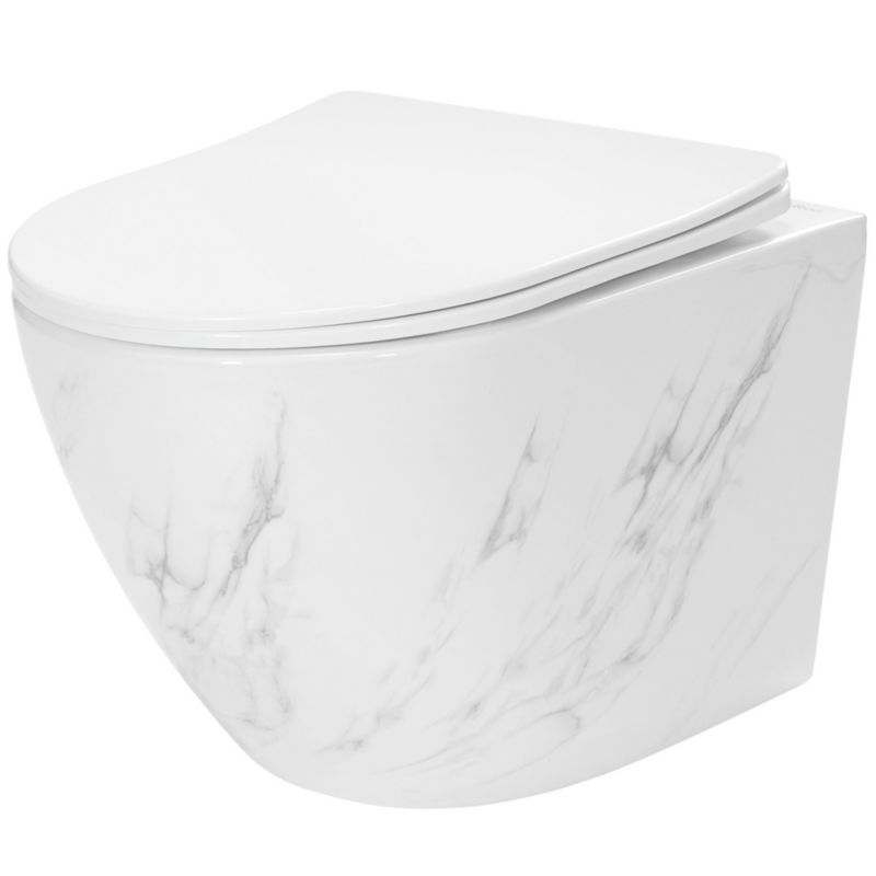 Misa Wc Podwieszana Ceramimczna Rea Carlos Duroplast/Flat/Zm Nature Marble Szary 49,5X37X32Cm 1 Szt