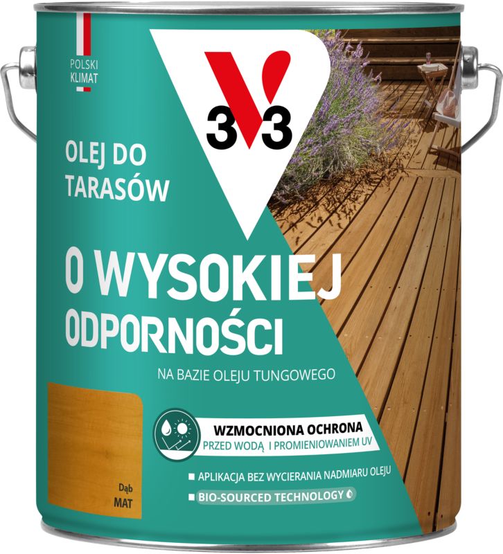 Olej do tarasów o wysokiej odporności V33 dąb 4,5 l